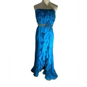 Blue dress with rhinestone back straps